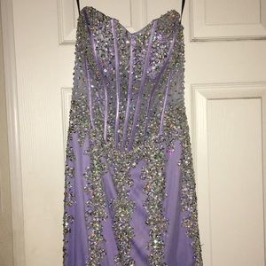 Periwinkle See-Through Corset Tulle Mermaid Dress